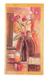 Pear and Ranunculus Flowers Vase Fruit Artistic Still Life Wood Rubber Stamp Ranunculus