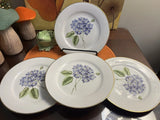 Muirfield Golden Leaf Floral 8.5Ó Lunch Salad Plates Set of Four~ Hydrangeas Hydrangea