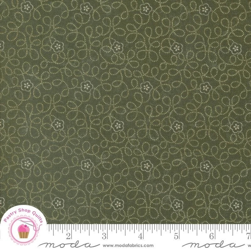 Moda DAISY LANE 9762 15 Green Leaf Floral KANSAS TROUBLES Quilt Fabric Flowering Plants