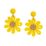 Boho Raffia Flower Earrings Sunflower Raffia Rattan Drop Earrings for Women Spri Sunflower