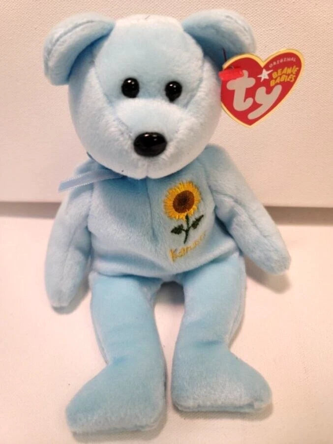 Ty Beanie Babies-New Kansas Sunflower Bear-MWMT-Charming State Flower-7" Sunflower