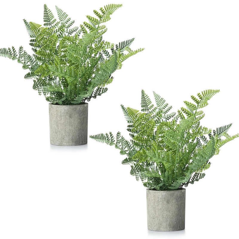 2 Pack Small Fake Plants Potted Artificial Plants Indoor for Home Decor Offic... Green Plant