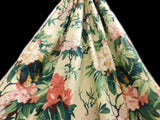 Cyrus Clark 52" Cotton By The Yard "SUTTON" Washable Floral Print Drapery Fabric Flowering Plants