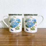 Portmeirion Botanic Garden Hydrangea Coffee Mug Set of 2 Blue Spring Floral 11oz Hydrangea