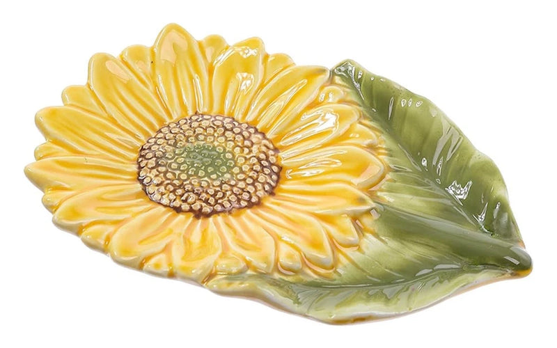 6" Ceramic Sunflower Spoonrest - Flower Spoon Holder - Sunflower Kitchen Decor Sunflower