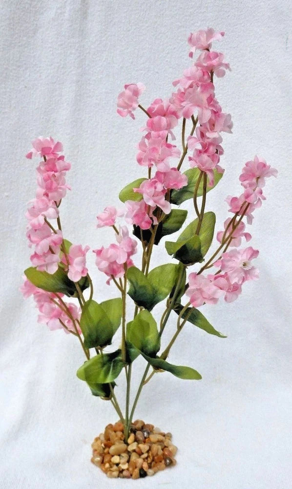 11 in. Two-tone PINK Soft Silk Baby's Breath FLOWER Betta-safe plant, stone base Flowering Plants