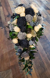 2FT Long Navy & Dusty Blue Bridal Bouquet Sola Wood Cascading Wedding Flowers Bouquet