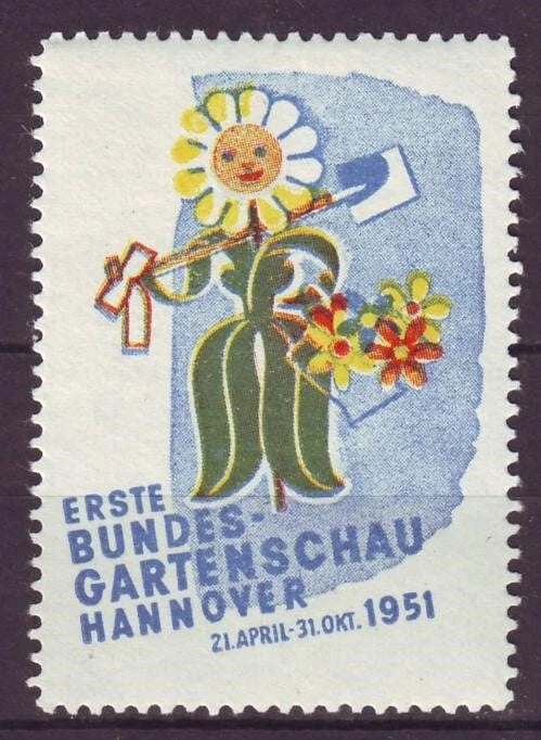 u1374/ Germany Poster Stamp Label # The Sunflower Flower Girl Women Sunflower