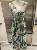 Dolce & Gabbana Hydrangea Print Fit & Flare Cotton Smocked Dress Sz 44IT/6US EUC Hydrangea