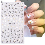5D Nail Art Stickers Flowers Floral Daisy Daisies Fern Nail Decoration (5DK159) Daisies