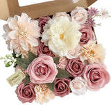 Roses Artificial Flowers Pink Bouquets Box Set DIY Bridal Wedding Shower Bouquet
