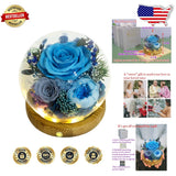 Elegant 5.3" Glass Dome Display of Preserved Real Roses Ð Your Sweet Gift Choice Hydrangea