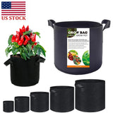 10 Pack w/ Handle Planting Grow Bags Fabric Pot Nursery Soil Nonwoven1-20 Gallon Flowering Plants