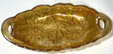 Indiana Carnival Glass Amber Marigold Sunflower Relish Jewelry Candy Tray Dish Sunflower