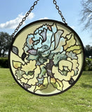 Vtg  90s Handpainted Joan Baker Stained Glass Flower Suncatcher Carnation Carnation