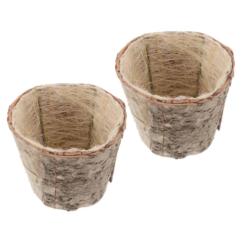 2 Pcs Rustic Flower Pots Tree Stump Planter Natural Driftwood Garden Bowl Garden Plants