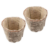 2 Pcs Rustic Flower Pots Tree Stump Planter Natural Driftwood Garden Bowl Garden Plants