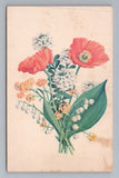 Floral Bouquet Poppies Lilies Vintage Postcard Lily
