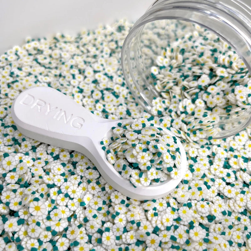 FAKE 5MM White Daisy Flower, Floral Polymer Clay Sprinkle (NOT EDIBLE) D29-27 Daisies