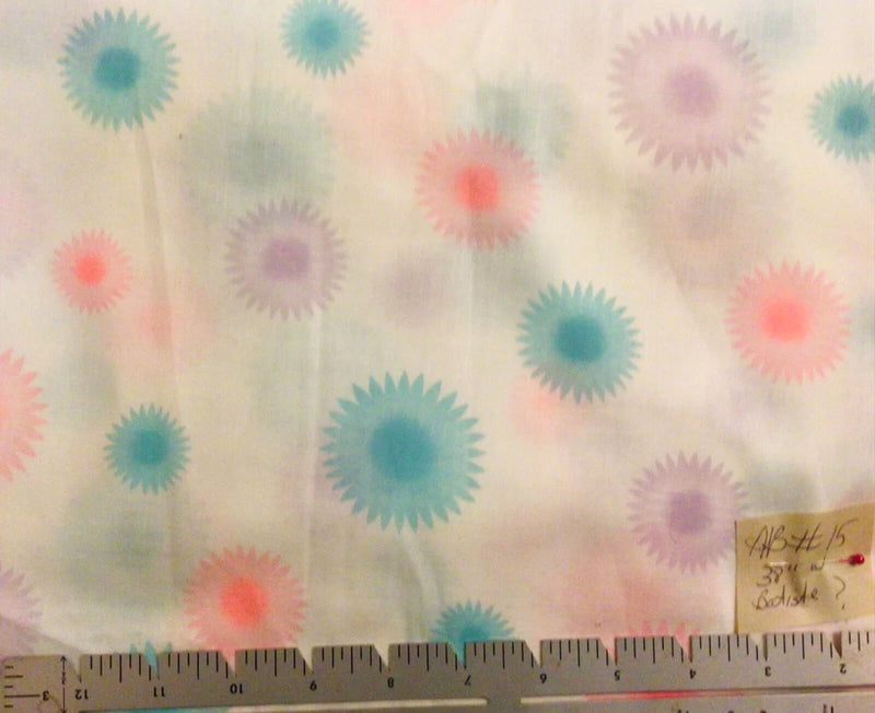 Vintage Pastel Floral Dots Cotton Fabric By the Yard Flowering Plants