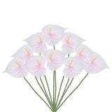 10Pcs 13" Artificial Anthurium Lily Flowers Floral Bouquet Decor, Pink White Lily
