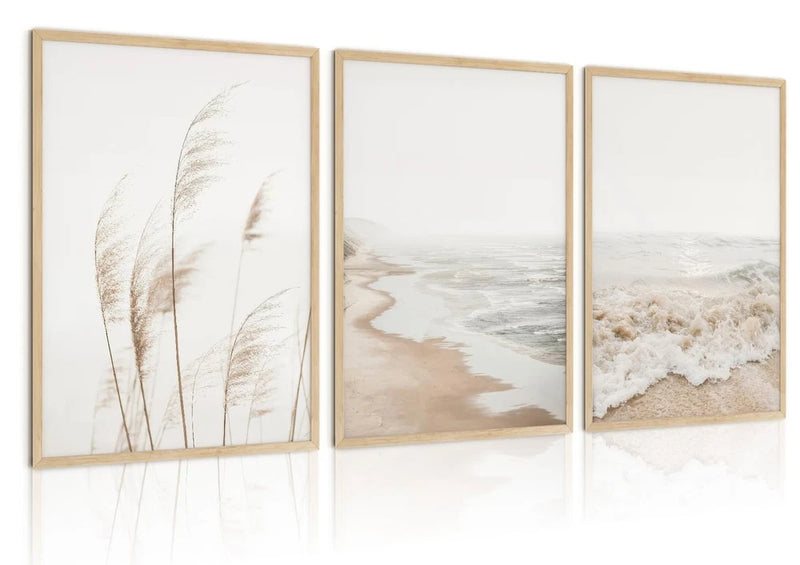 Neutral Beach Coastal Wall Art Beach Boho Botanical Pampas Grass Posters Mini... Pampas Grass