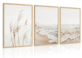 Neutral Beach Coastal Wall Art Beach Boho Botanical Pampas Grass Posters Mini... Pampas Grass