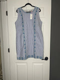 Vineyard Vines Pop Embroidered Hydrangea Shift Dress Striped Size 20 Nwt Hydrangea