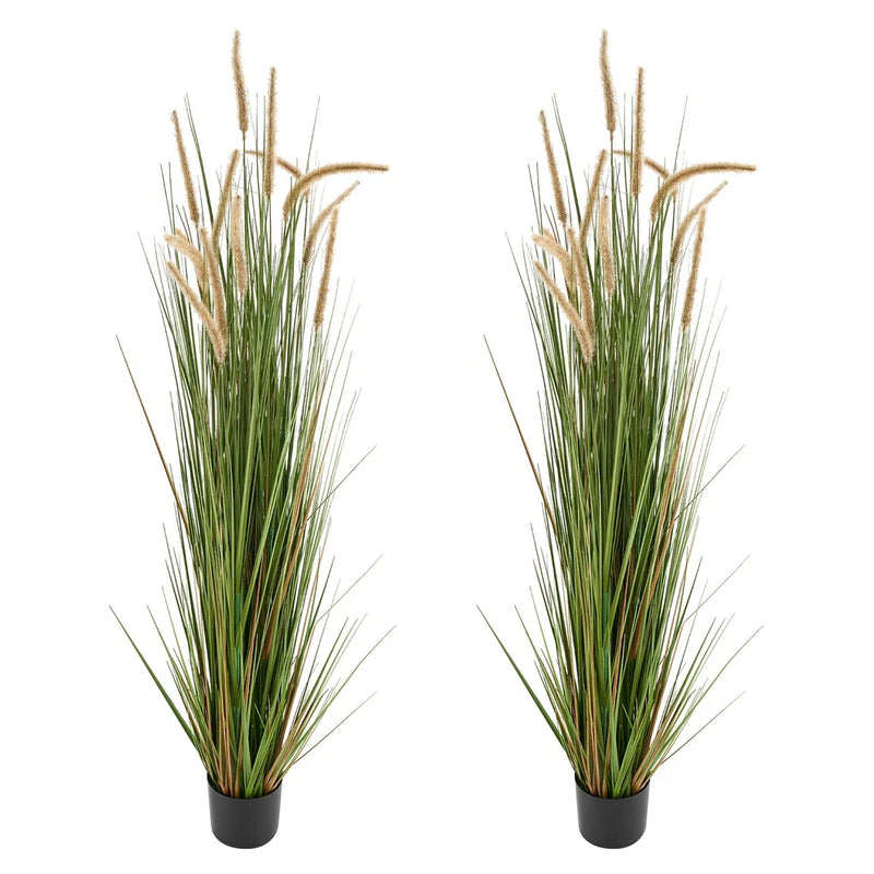 Uimoso Artificial Horsetail Reed Grass in Pot, 59-Inch, 2-Pack, Green Green Plant