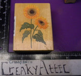SUNFLOWER DUO LONG STEMS FLOWERS RUBBER STAMP ALL NIGHT MEDIA 550H12 CREAKYATTIC Sunflower