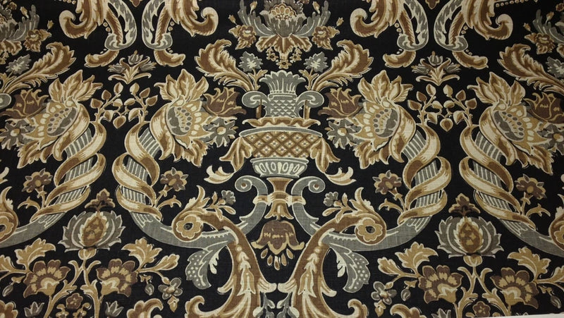 BALLARD DESIGNS PALOMAR BLACK KRAVET FLORAL VASE 100% LINEN FABRIC BY THE YARD Flowering Plants