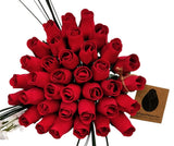 Valentines Day All Red Rose Flower Bouquet. The Original Wooden Rose 1,2,3 Dozen Green Plant