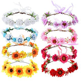 8 Pack Boho Hawaiian Sunflower Daisy Rose 8 Different Colors as Shown (Set A) Sunflower