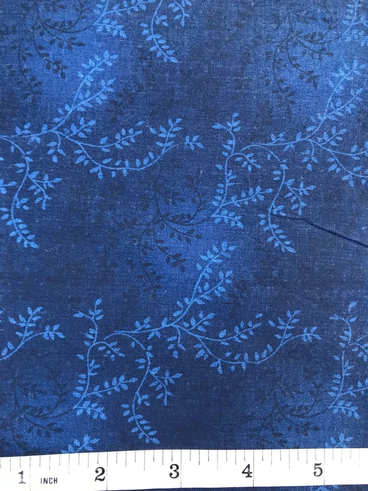 Tiny Vines Mottled Quilt Fabric - Navy Blue - Yard Flowering Plants