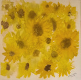 Sunflowers flowers original  11 xx 11 inches watercolor painting signed Sunflower
