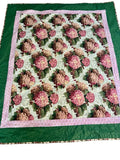 Lap Quilt Pinks Greens Hydrangea Print Machine Sewn 44 1/2Óx52Ó Flowers Colorful Hydrangea