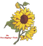 10x Iron On Patch Sunflower flower Yellow Embroidered Sewing Applique Jacket Dec Sunflower