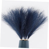Faux Pampas Grass Large Fluffy 27.Inch TallPcs Artificial Fake 6 Navy Blue Pampas Grass