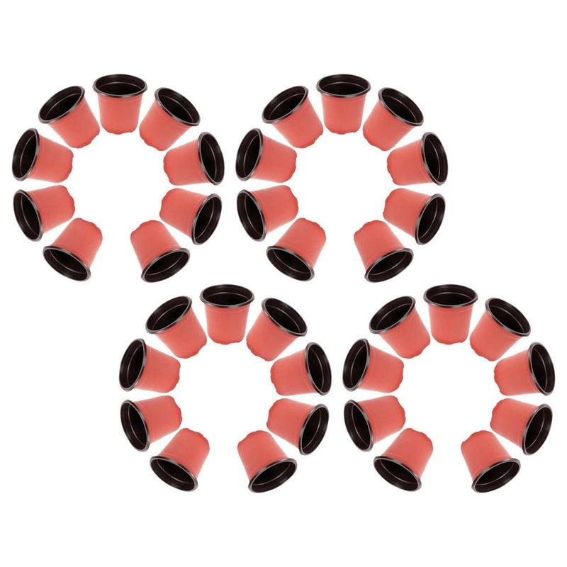 Set of small pink flower pots with black rims, 120-pack
