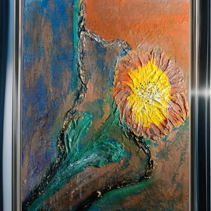 Original Acrylic Painting Abstract Sunflower Sunflower