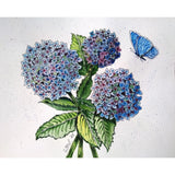 Original modern painting Hydrangea Flower Butterfly Watercolor hand painted art Hydrangea