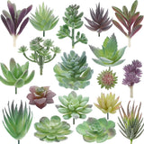 Artificial Succulent Plants - 18 Pack - Premium Fake Plants - Double Flocked ... Green Plant