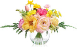 Vibrant Silk Flower Centerpiece in Glass Vase for Weddings & Events Peony