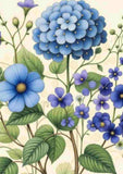 Hydrangea & Forget-Me-Not Botanical Wall Art Print | Cottagecore Garden Decor Hydrangea