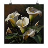 White Calla Lilies Flower Art Print, Flower Painting, Flower DŽcor 03 Lily