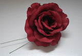 10 PC ROSES BURGUNDY SILK ROSE 3.5Ó Wired Stem Flower Flowers Flor Seda Vino DIY Bouquet