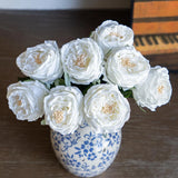 4 PCS White Fake Flowers Decor Real Touch Artificial Austin Rose Peony Latex Peony