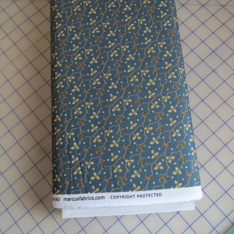 By The Yard ~ Haberdashery Blue Vine By Marcus $3.99 Ships ANY Amount Fabric Flowering Plants