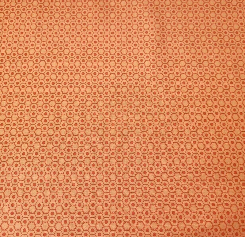 Basically Hugs BTY Helen Stubbings P&B Textiles Orange Honeycomb Hexie Flowering Plants
