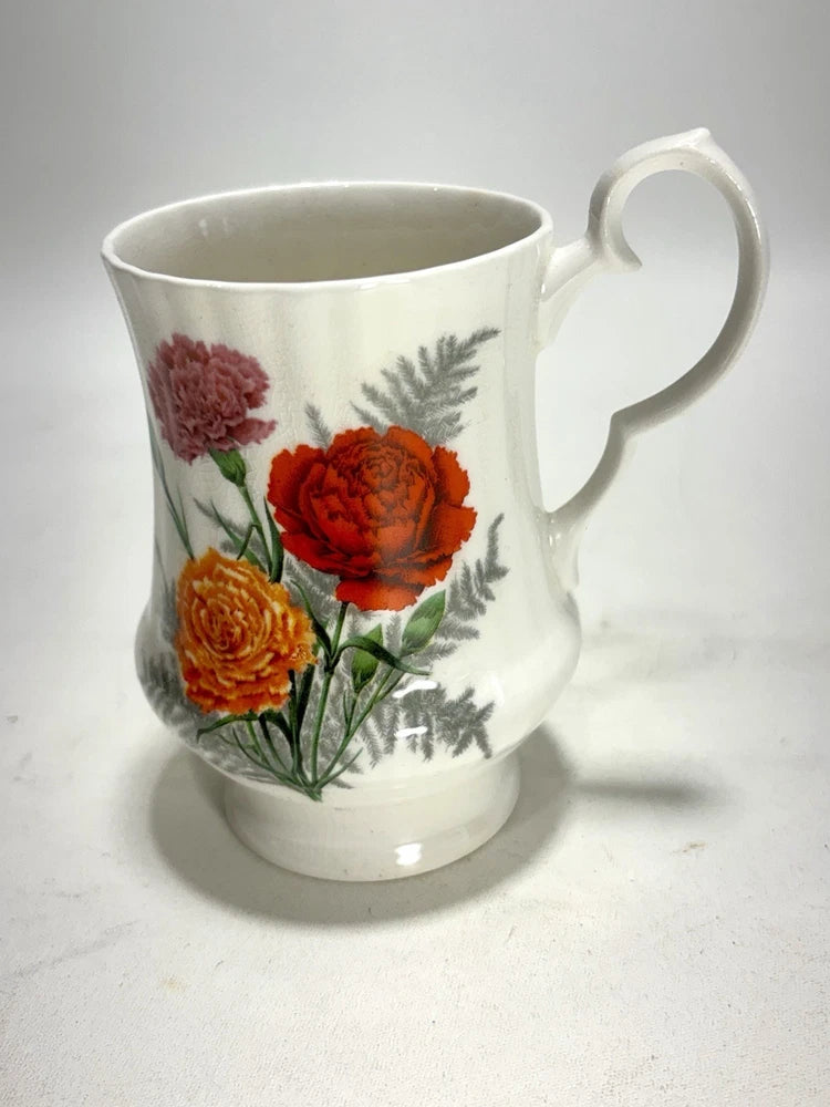 Royal Windsor Bone China Mug England Floral Carnation Tea Cup Carnation